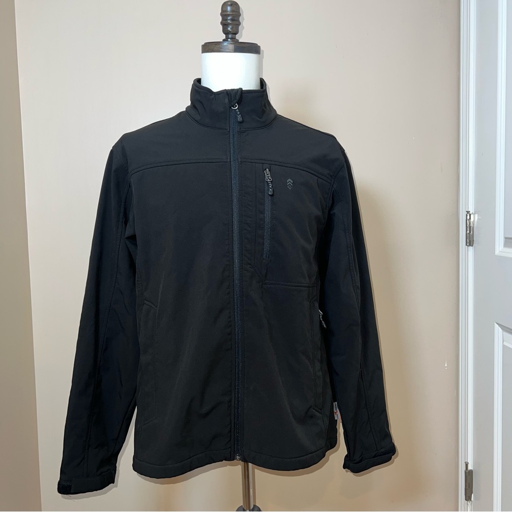 Free Country Men's Zip Up Casual Comfortable Softshell Black Jacket Size Medium